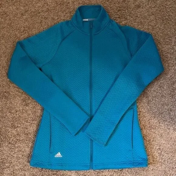 Adidas Textured Layer Knit Jacket โข Size X-Small โข Blue - Picture 2 of 4